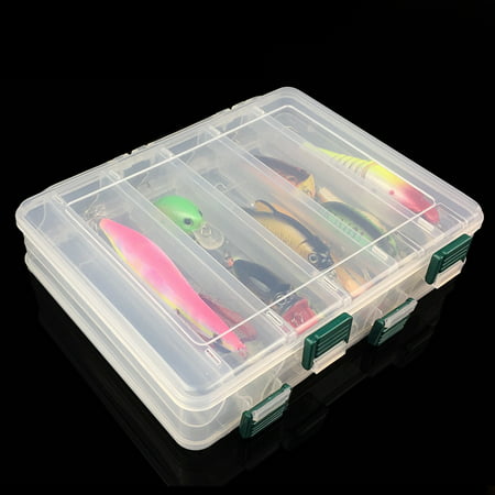 Fishing Plastic Double Side 12 Compartments Bait Box Case Container Black 709874072303
